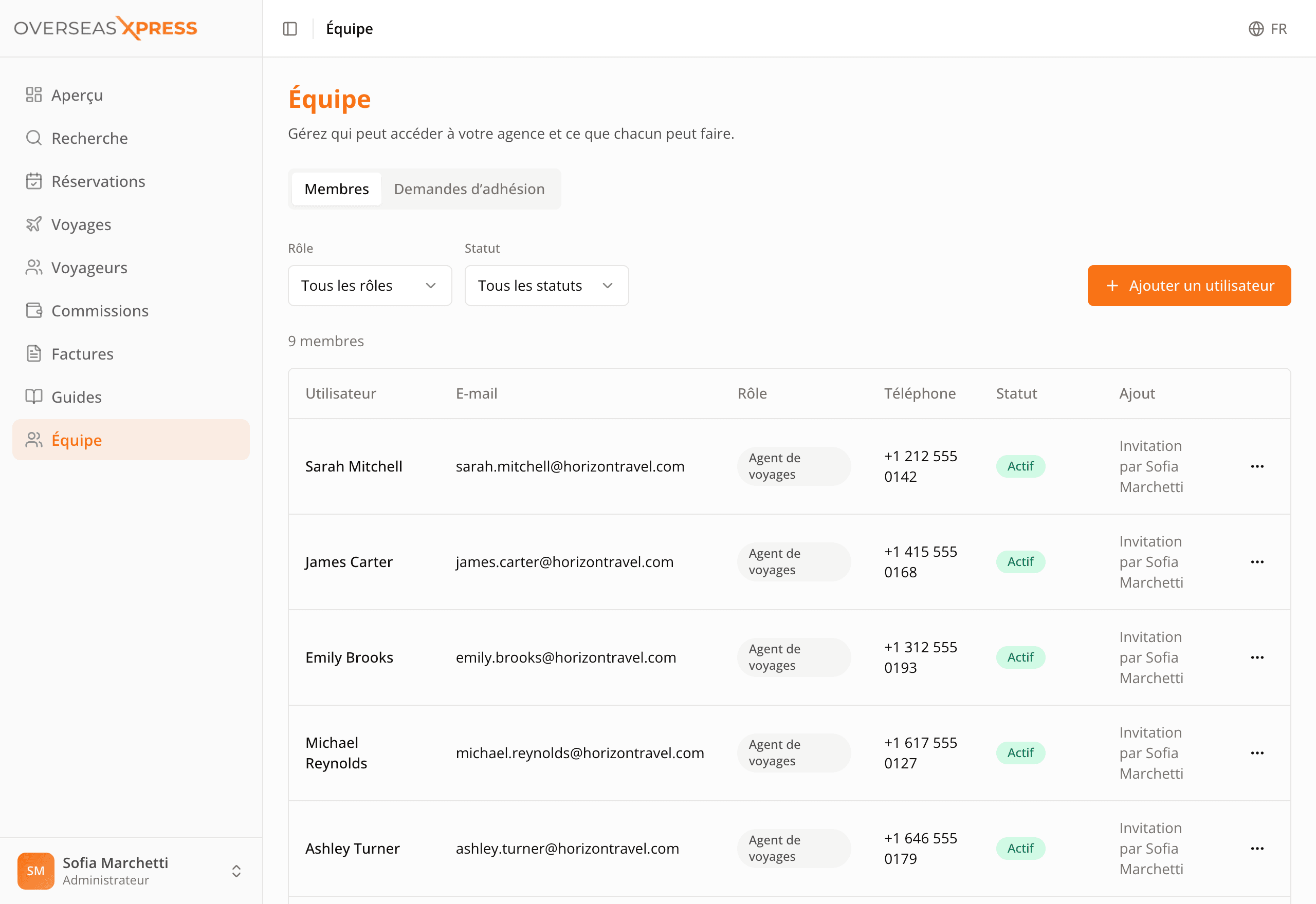 Gestion d'équipe Overseas Xpress